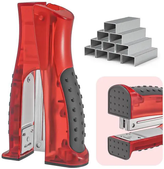 Main image of 1-Pack Compact Stand-Up 2-in-1 Office Stapler with 1000 Staples, Red | Standard 1/4" Staples Included, Vertical & Flat Use, Jam-Free, Rotating Anvil Pinning, Handheld Ergonomic Grip, Desk Supplies