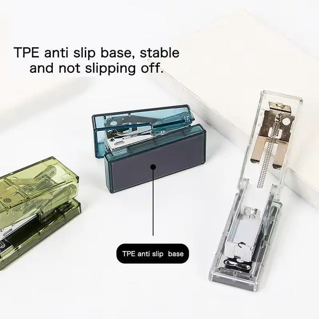 Alt view image 5 of 7 - Mini Portable Manual Stapler with 1000 Staples(Clear) | Minimalist Design, Supports Up To 20 Sheets. Ideal For Home, Office, Study & Daily Use.
