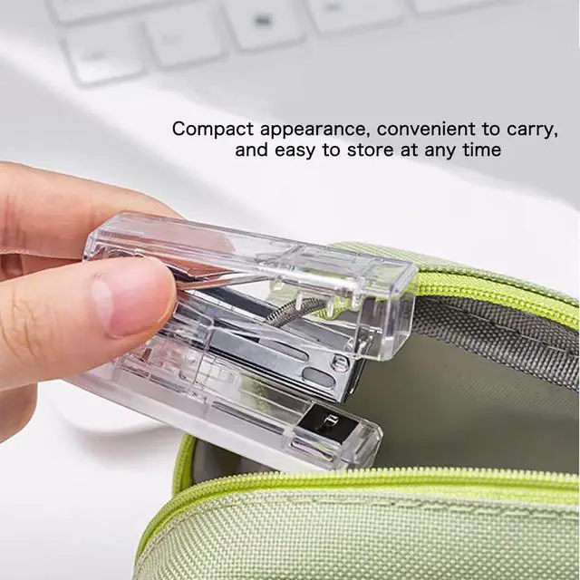 Alt view image 6 of 7 - Mini Portable Manual Stapler with 1000 Staples(Clear) | Minimalist Design, Supports Up To 20 Sheets. Ideal For Home, Office, Study & Daily Use.