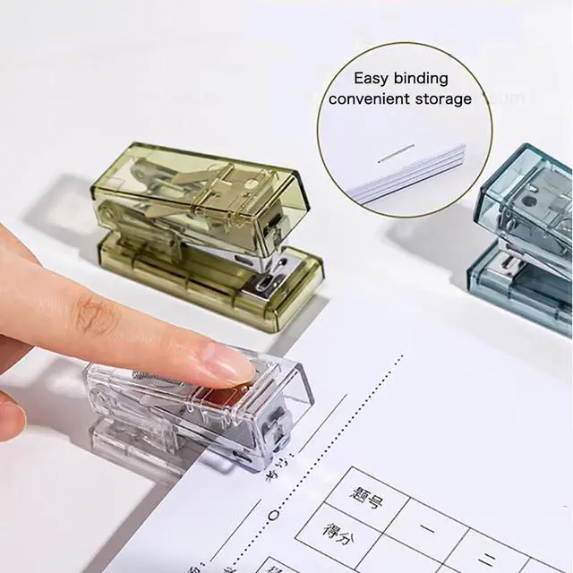 Alt view image 7 of 7 - Mini Portable Manual Stapler with 1000 Staples(Clear) | Minimalist Design, Supports Up To 20 Sheets. Ideal For Home, Office, Study & Daily Use.