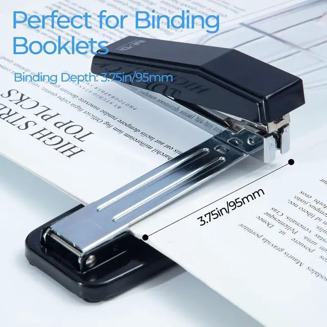 Alt view image 2 of 7 - Desktop Stapler Swing-Arm Stapler with 50 Sheet Capacity, 180 Rotation Design, Swivel Stapler with 1000 Staples for Booklet Binding, Durable Staplers for Office School Home (Black)