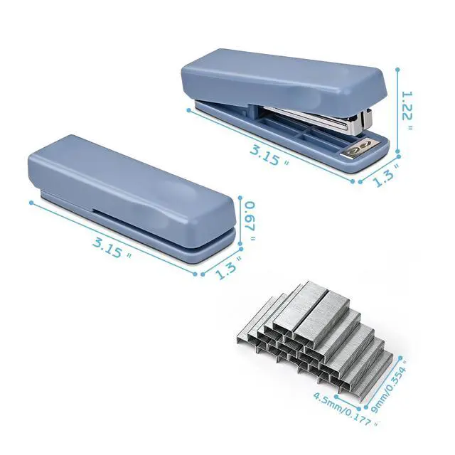 Alt view image 2 of 7 - 2Pcs Mini Stapler with 2000 Staples, Cute Small Staplers for Desk, 20 Sheets Capacity, Jam Free, Portable Stapler for Office School Supplies (Blue)