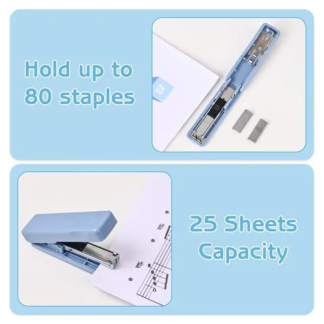 Alt view image 5 of 7 - 2Pcs Mini Stapler with 2000 Staples, Cute Small Staplers for Desk, 20 Sheets Capacity, Jam Free, Portable Stapler for Office School Supplies (Blue)