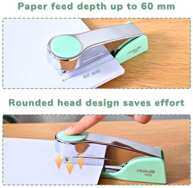 Alt view image 4 of 7 - Metal Desktop Stapler with 2000 Staples Standard, 25 Sheet Capacity, Jam Free, Reduced Effort, for Desk Classroom Office Supplies (Green)