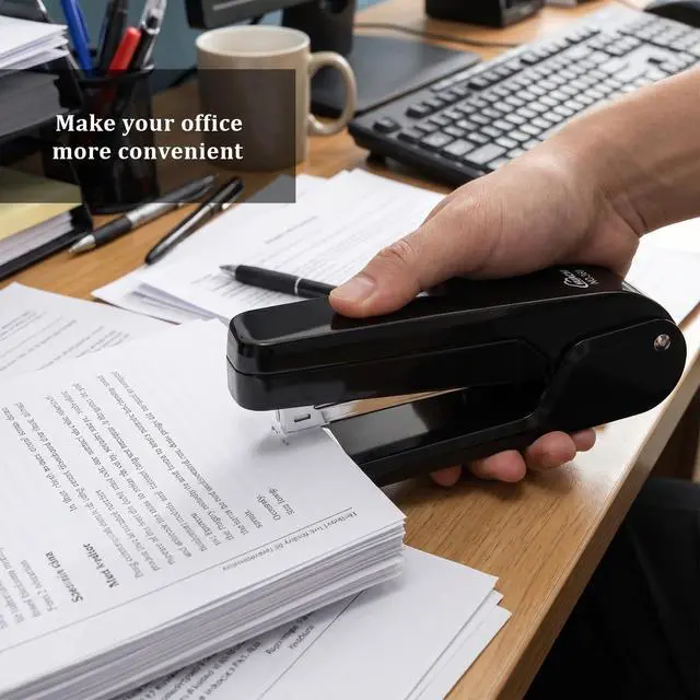 Alt view image 4 of 7 - Heavy-Duty Metal Swing-Arm Stapler with 2000 Stapless (24/6 & 26/6), Black | 360° Rotatable for Booklet Binding, 25 Sheet Capacity