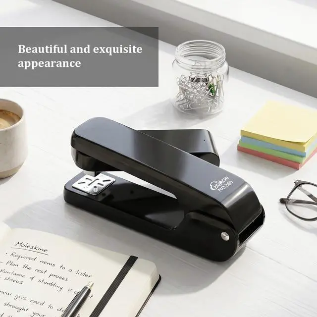 Alt view image 5 of 7 - Heavy-Duty Metal Swing-Arm Stapler with 2000 Stapless (24/6 & 26/6), Black | 360° Rotatable for Booklet Binding, 25 Sheet Capacity
