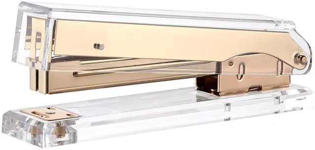 Main image of Acrylic Stapler,Clear and Gold-Tone Hardware, Beautiful Desk Accessory for Office Home or School,Takes Standard 24/6 or 26/6 Staples