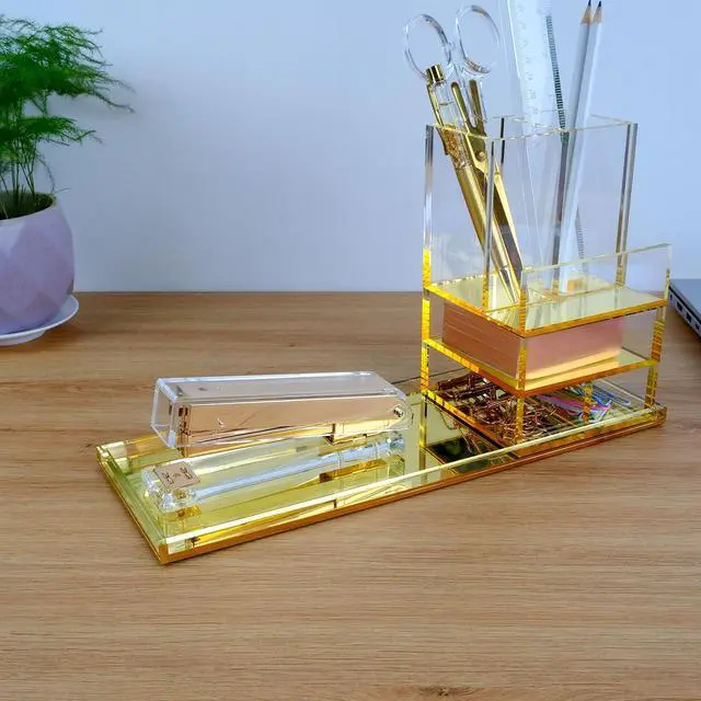 Alt view image 4 of 4 - Acrylic Stapler,Clear and Gold-Tone Hardware, Beautiful Desk Accessory for Office Home or School,Takes Standard 24/6 or 26/6 Staples