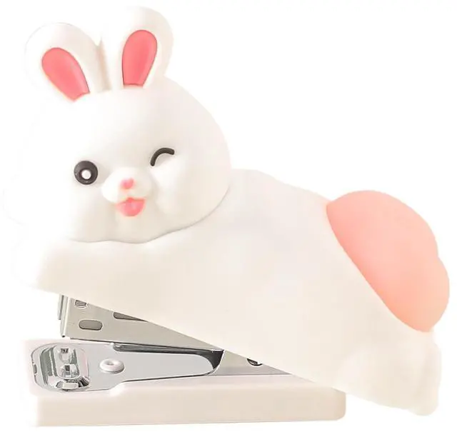 Main image of Cute Stapler, Cartoon Stereoscopic Silicone Stapler, Desktop Stationery Gift for Students Teachers,The First Day of School Gift (White Rabbit)