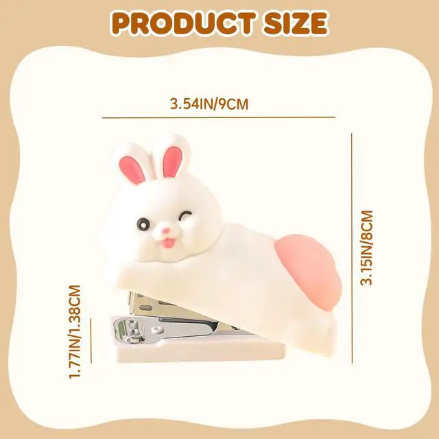 Alt view image 2 of 7 - Cute Stapler, Cartoon Stereoscopic Silicone Stapler, Desktop Stationery Gift for Students Teachers,The First Day of School Gift (White Rabbit)