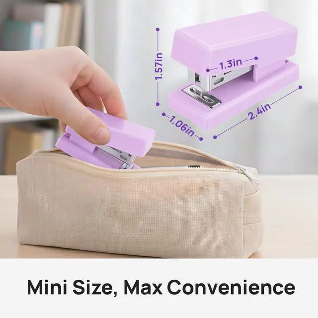 Alt view image 2 of 7 - Mini Stapler with 2000 Staples, 30 Sheet Capacity, Jam-Free, Purple | Small Desktop Stapler with Staple Remover, for Office, School, Home, Travel, Students, Teachers, and Home Office Use