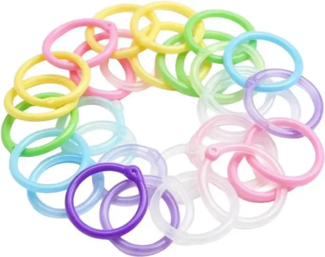 Main image of 30pcs Green Blue Loose Leaf Binder Rings, Office Book Plastic Key Book for School, Home, Colored Jump, Office, Notebook, Keychain, Binder Rings (15 mm/0.59 inch)