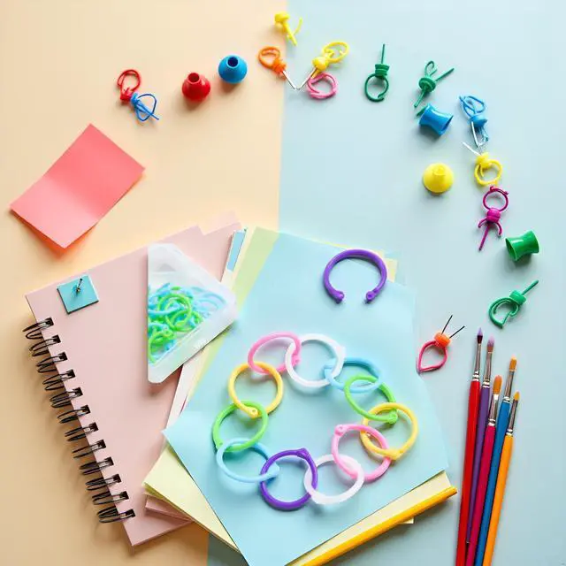 Alt view image 6 of 7 - 30pcs Green Blue Loose Leaf Binder Rings, Office Book Plastic Key Book for School, Home, Colored Jump, Office, Notebook, Keychain, Binder Rings (15 mm/0.59 inch)