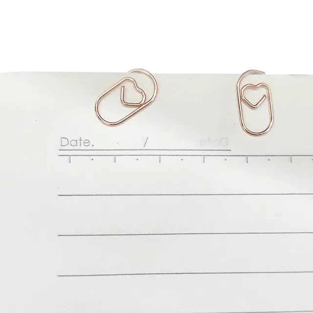 Alt view image 2 of 2 - Mini Heart Shaped Paper Clips, Rose Gold, 100 Pcs, 2 cm | Cute Design, For Decoration, Organization, Document, Office