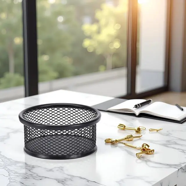 Alt view image 5 of 7 - Black Metal Paper Clip Holder Mesh Paperclip Bowl Binder Clip Dispenser Desk Bobby Pin Container Organizer for Home Office Classroom School Desk Supplies Holders