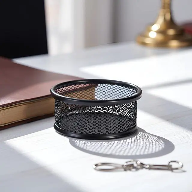 Alt view image 6 of 7 - Black Metal Paper Clip Holder Mesh Paperclip Bowl Binder Clip Dispenser Desk Bobby Pin Container Organizer for Home Office Classroom School Desk Supplies Holders