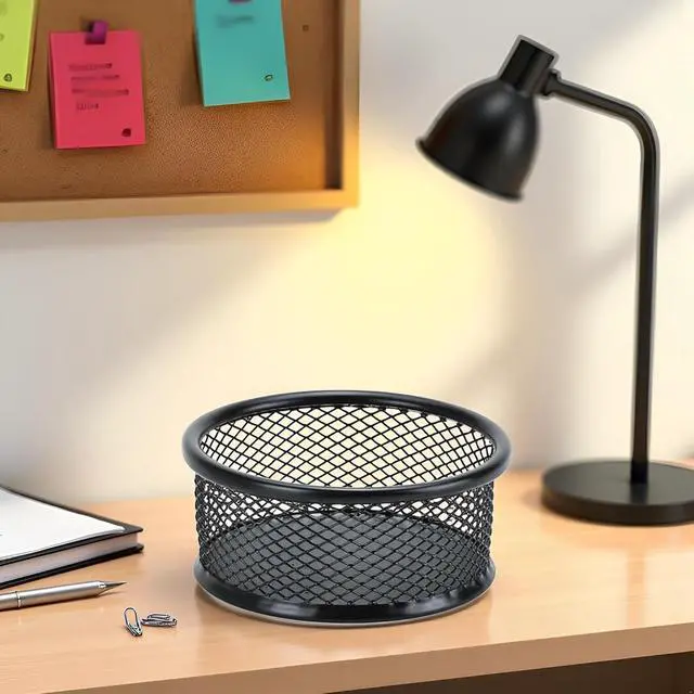 Alt view image 6 of 7 - 1 Pc Black Minimalist Metal Paper Clip Holder Mesh Paperclip Bowl Binder Clip Dispenser Desk Bobby Pin Container Organizer for Home Office Classroom School Desk Supplies Holders and Dispensers
