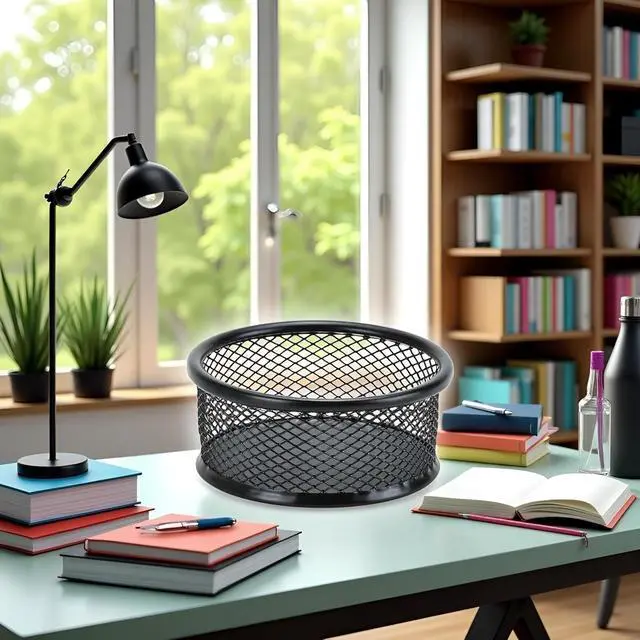 Alt view image 7 of 7 - 1 Pc Black Minimalist Metal Paper Clip Holder Mesh Paperclip Bowl Binder Clip Dispenser Desk Bobby Pin Container Organizer for Home Office Classroom School Desk Supplies Holders and Dispensers