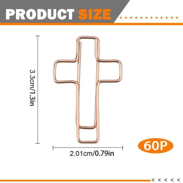 Alt view image 2 of 6 - 60 Pcs Cross Paper Clips, Antique Gold Cross Paper Clips, Gold & Rose Gold, Cute Papers Clip, Versatile Bible Bookmark Journaling Clip for Christian Office and Home