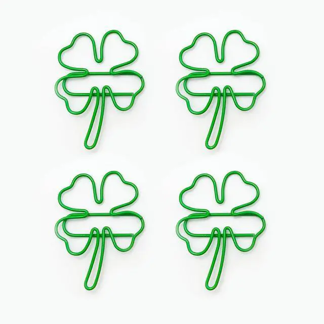 Main image of 50 Pcs/Pack Four Leaf Clover Paper Clips, Green Lucky Paperclips, Notes Classified Clips for Junk Journal Stationery School Office Supplies