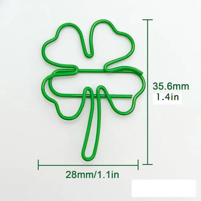 Alt view image 4 of 7 - 50 Pcs/Pack Four Leaf Clover Paper Clips, Green Lucky Paperclips, Notes Classified Clips for Junk Journal Stationery School Office Supplies