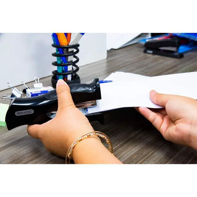 Alt view image 2 of 7 - Stand-Up Full Strip Stapler, 26/6, with 500 Staples | 500 standard 26/6 staples for fast paper fastening at the desk, Classroom, Home