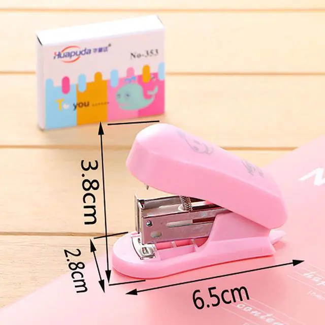 Alt view image 2 of 3 - Small Desktop Staples with Staple Remover, 2.5 Inch Labor Saving Black Stapler for 20 Sheets Capacity with 400 Pcs No.10 Staples (Pink)