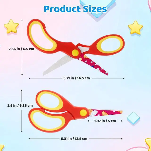 Alt view image 3 of 7 - 6 Pack Kids Scissors, 5" Small School Safety Toddler Scissors with Blunt Tip Floral Print Blade and Soft Grip for Children Craft Cutting Paper, DIY, Arts, Home, School Classroom Use, Assorted Colors