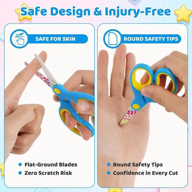 Alt view image 4 of 7 - 6 Pack Kids Scissors, 5" Small School Safety Toddler Scissors with Blunt Tip Floral Print Blade and Soft Grip for Children Craft Cutting Paper, DIY, Arts, Home, School Classroom Use, Assorted Colors