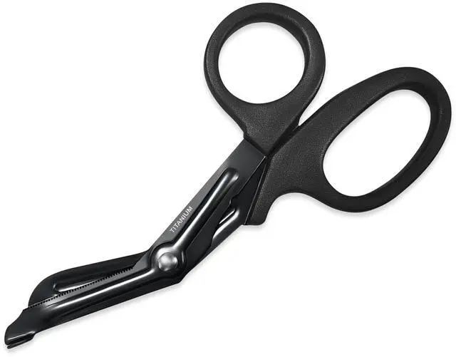 Main image of Autoclavable Titanium Bonded Bandage Shears 7 1/4" Bent - Tactical Stealth Black (Tactical Black Single Pack)