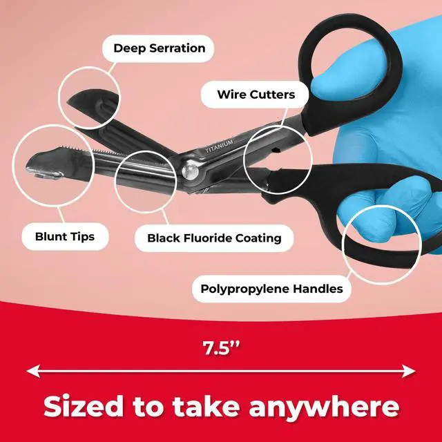 Alt view image 3 of 6 - Autoclavable Titanium Bonded Bandage Shears 7 1/4" Bent - Tactical Stealth Black (Tactical Black Single Pack)