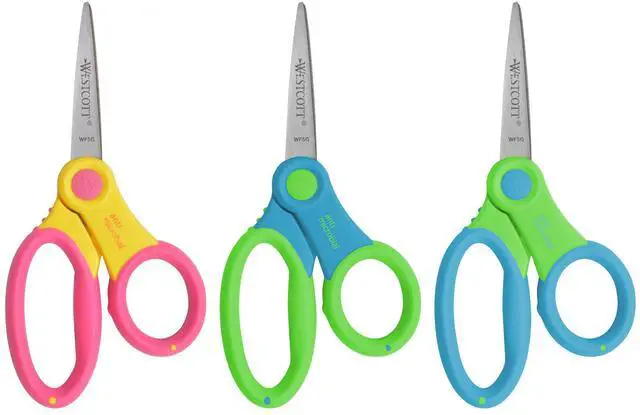 Alt view image 2 of 6 - 14597 Right- and Left-Handed Scissors, Soft Handle Kids' Scissors, Ages 4-8, 5-Inch Pointed Tip