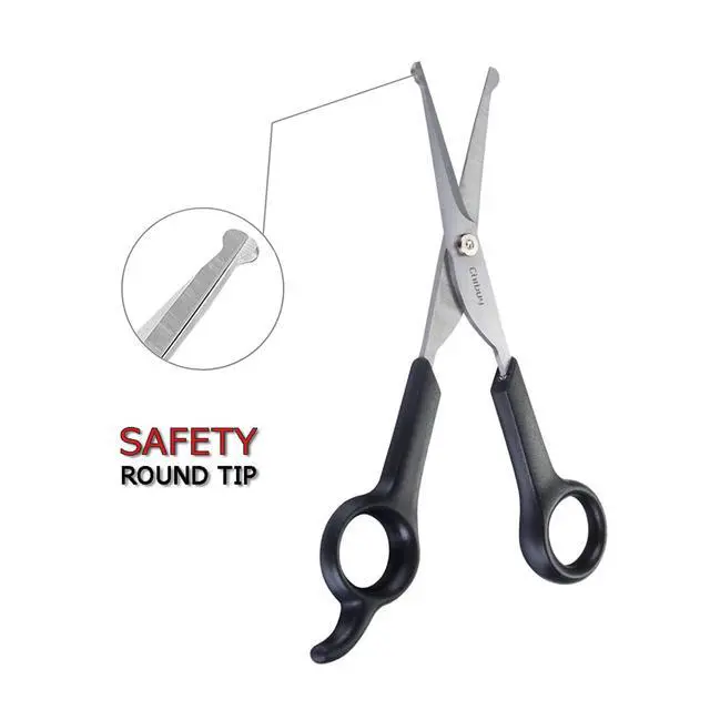 Alt view image 3 of 5 - Professional Pet Grooming Scissors with Round Tip Stainless Steel Dog Eye Cutter for Dogs and Cats, Professional Grooming Tool, Size 6.70" x 2.6" x 0.43" 1. Grey