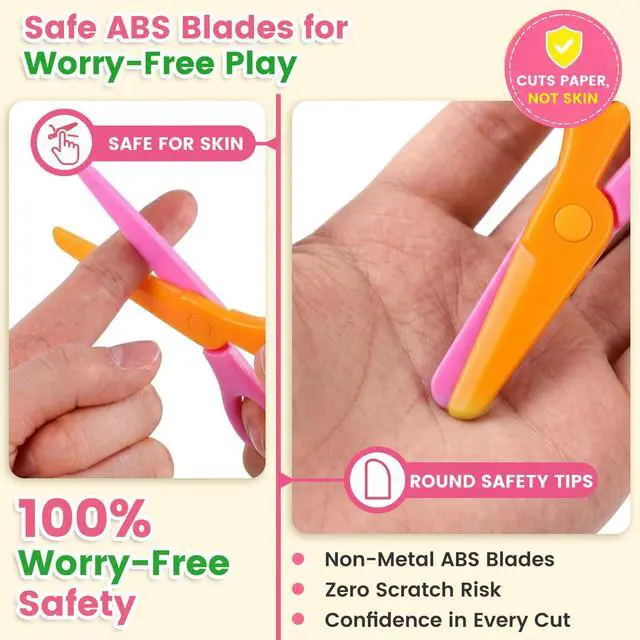 Alt view image 4 of 7 - Toddler Scissors Practice Kit, 2 Safety Scissors & 120 Craft Papers | Ages 3+, Blunt Tip, Cutting for Early Preschool Development Tools, Hand-Eye Coordination, Learn to Cut Line Skill