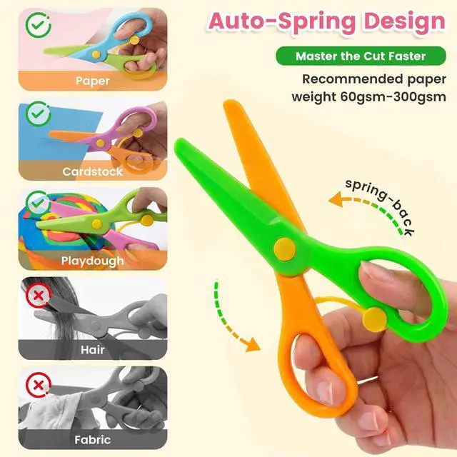 Alt view image 5 of 7 - Toddler Scissors Practice Kit, 2 Safety Scissors & 120 Craft Papers | Ages 3+, Blunt Tip, Cutting for Early Preschool Development Tools, Hand-Eye Coordination, Learn to Cut Line Skill