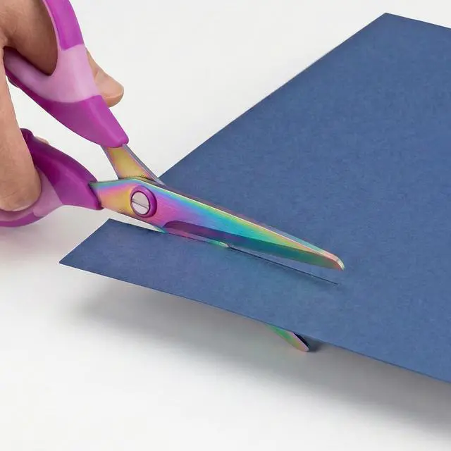 Alt view image 5 of 7 - Fabric Scissors with Titanium Sharp Stainless Steel Blades and Soft-Grip Handles, Suitable for Sewing, Cutting Fabric Leather and Home Office Artist. 3-Piece Set (Purple Titanium 3)