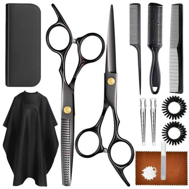 Main image of Hair Cutting Scissors Shears Kits, Professional Haircut Scissors Set with Thinning Shears, Stainless Steel Barber Scissors for Men, Women, Kids, Salon & Home Use
