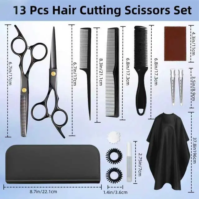 Alt view image 2 of 7 - Hair Cutting Scissors Shears Kits, Professional Haircut Scissors Set with Thinning Shears, Stainless Steel Barber Scissors for Men, Women, Kids, Salon & Home Use