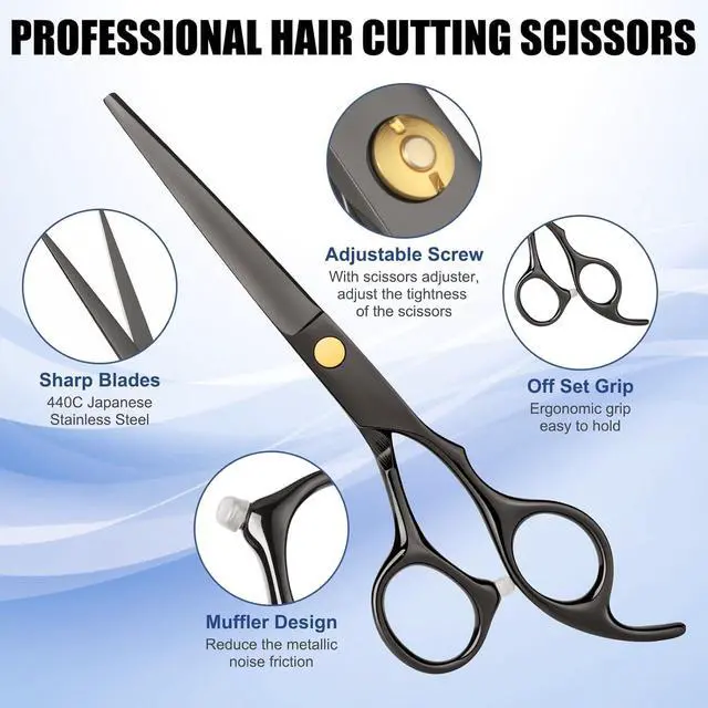 Alt view image 3 of 7 - Hair Cutting Scissors Shears Kits, Professional Haircut Scissors Set with Thinning Shears, Stainless Steel Barber Scissors for Men, Women, Kids, Salon & Home Use