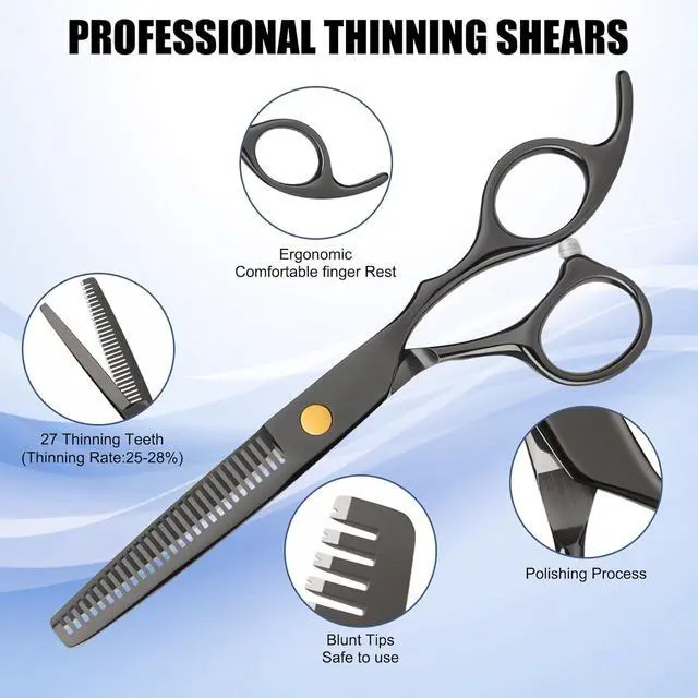 Alt view image 4 of 7 - Hair Cutting Scissors Shears Kits, Professional Haircut Scissors Set with Thinning Shears, Stainless Steel Barber Scissors for Men, Women, Kids, Salon & Home Use