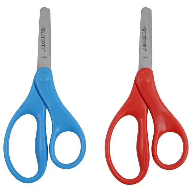 Alt view image 3 of 6 - 5" Blunt-Tip Scissors for Kids Ages 4-7 - Durable School or Craft Scissors in Assorted Colors Red or Blue
