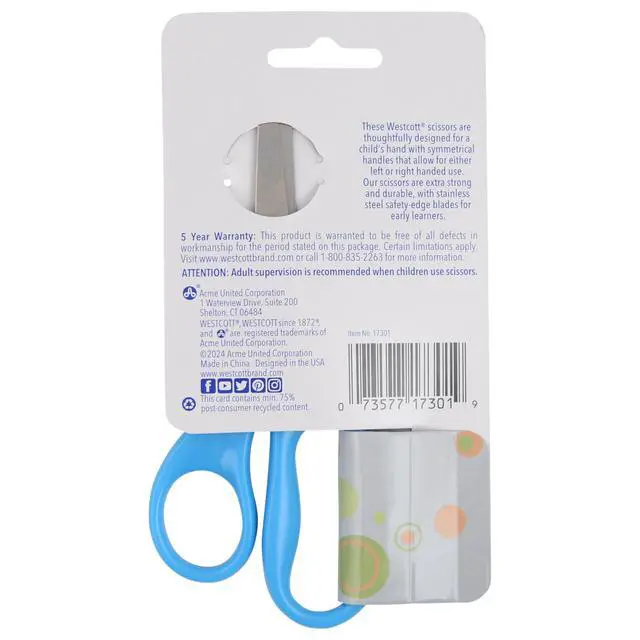 Alt view image 5 of 6 - 5" Blunt-Tip Scissors for Kids Ages 4-7 - Durable School or Craft Scissors in Assorted Colors Red or Blue