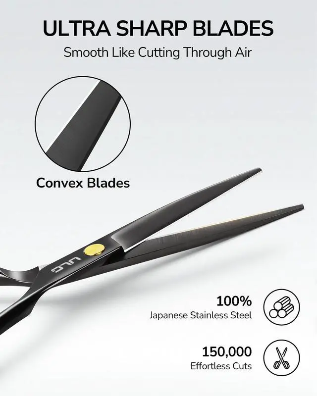 Alt view image 2 of 7 - Hair Cutting Scissors, Professional Hair Scissors 6.5 Right-Hand Razor Edge Barber Shears Salon Hair Cutting Shears Made of Japanese Stainless Steel, Hand Sharpened Black