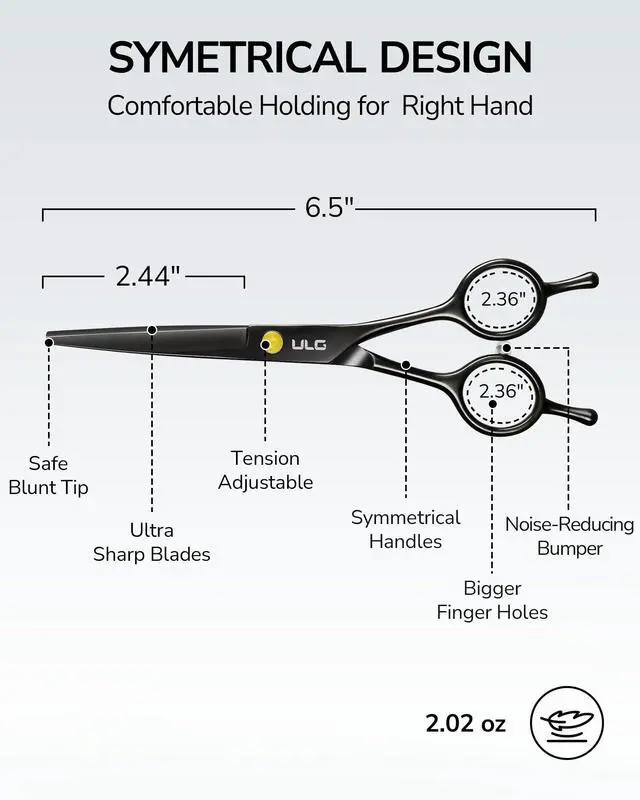 Alt view image 5 of 7 - Hair Cutting Scissors, Professional Hair Scissors 6.5 Right-Hand Razor Edge Barber Shears Salon Hair Cutting Shears Made of Japanese Stainless Steel, Hand Sharpened Black
