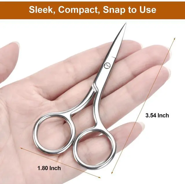 Alt view image 2 of 7 - 2-Pack Small Scissors, Professional Eyebrow & Facial Hair Scissors - Stainless Steel Precision Grooming Kit for Women & Men | 3.5 Straight Tip for Eyebrows, Beard, Nose, Mustache & Ear Hair Scissors