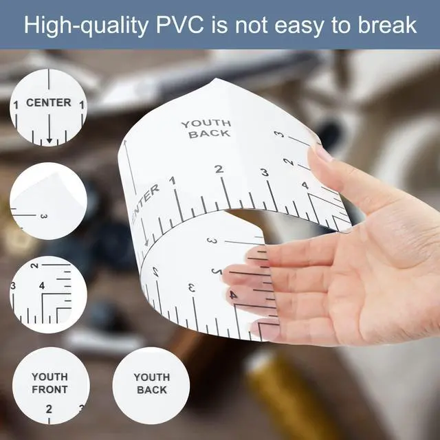 Alt view image 2 of 7 - 9Pcs Tshirt-Ruler Guide to Center Vinyl, Transparent V-Neck/Round PVC Ruler for Alignment, Heat Press, Children Youth Adult, Front and Back Measurement (10in)