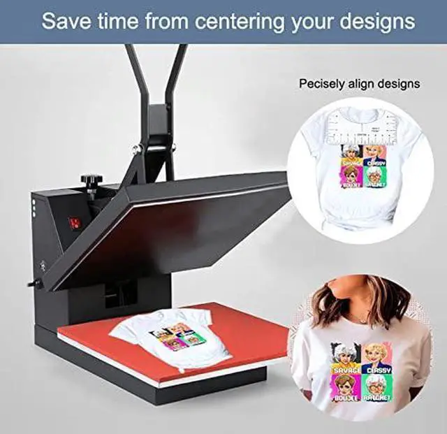 Alt view image 4 of 7 - 9Pcs Tshirt-Ruler Guide to Center Vinyl, Transparent V-Neck/Round PVC Ruler for Alignment, Heat Press, Children Youth Adult, Front and Back Measurement (10in)