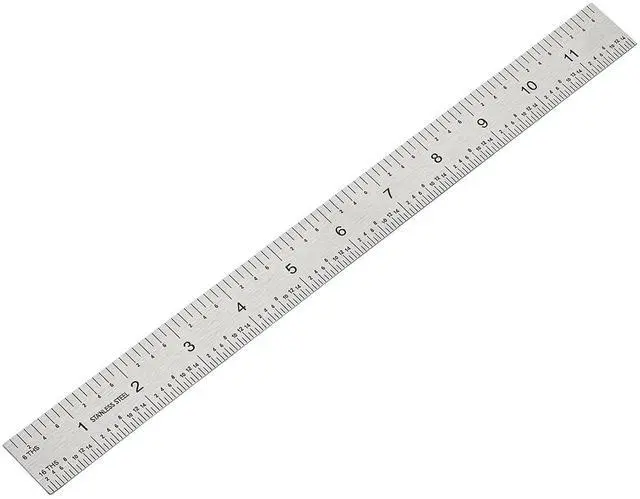 Main image of 12 Inch Machinist Ruler Set - 2 Pack Stainless Steel Precision Double Sided Ruler with 1/64, 1/32, 1/16 & 1/8 Inch Graduations, Etched Markings - for Engineers,Woodworking and DIY (2, 12 Inch)
