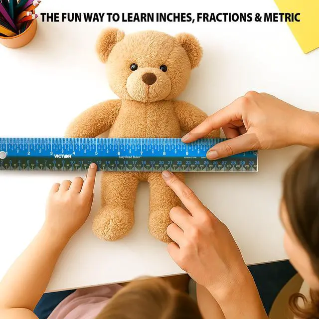Alt view image 2 of 5 - EZ12PBL Plastic Dual Color 12 Inch Easy Read Ruler with Inches, Centimeters and Millimeters Measurements, Blue/Black