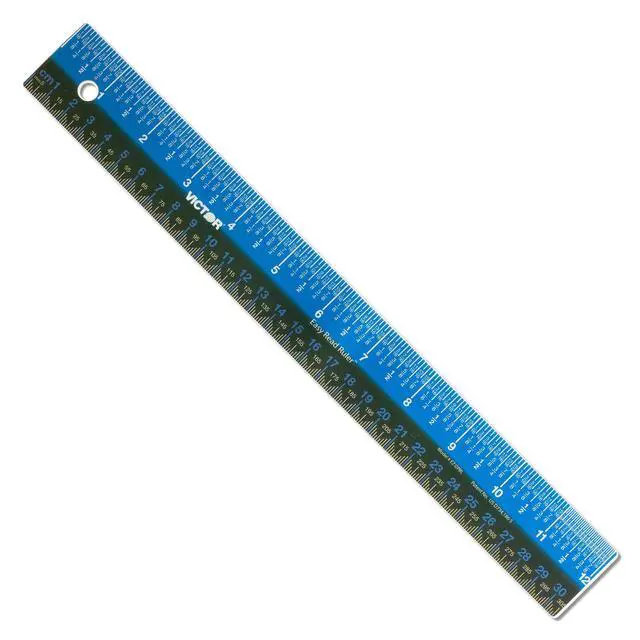 Alt view image 4 of 5 - EZ12PBL Plastic Dual Color 12 Inch Easy Read Ruler with Inches, Centimeters and Millimeters Measurements, Blue/Black